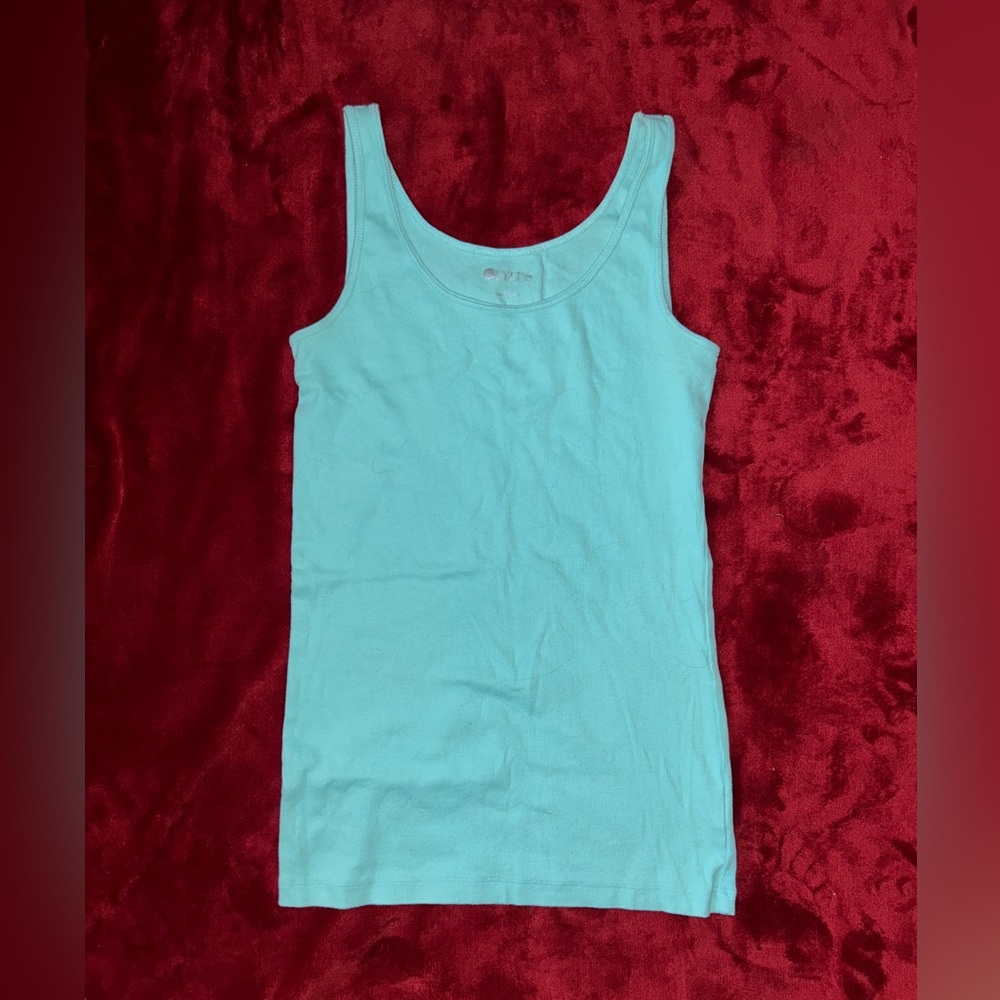 Blue ribbed tank top